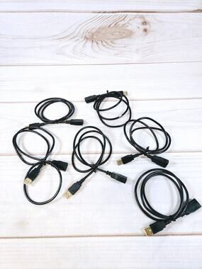 Lot of 6 Monoprice USB-A Male to USB-A Female 2.0 Extension Cables 28/24AWG 3Ft